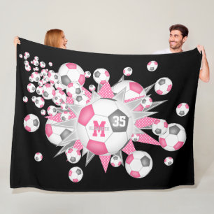 Rosa graue Fußball-Bälle Stars Mädchensaal Fleecedecke