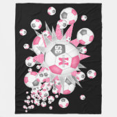 Rosa graue Fußball-Bälle Stars Mädchensaal Fleecedecke (Vorderseite)