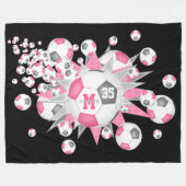 Rosa graue Fußball-Bälle Stars Mädchensaal Fleecedecke (Vorderseite (Horizontal))