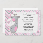 Rosa Graue Giraffe Zickzack Kinderdusche Einladung (Vorne/Hinten)