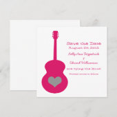 Rosa/graue Gitarre Save the Date einladen (Vorne/Hinten)