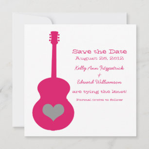 Rosa/graue Gitarre Save the Date einladen