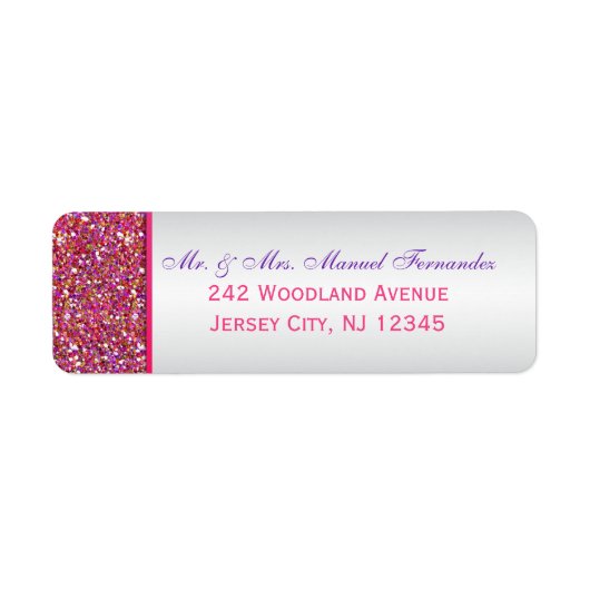 Rosa, graue Glitzer Snowflakes Rücksendeadresse (Vorne)