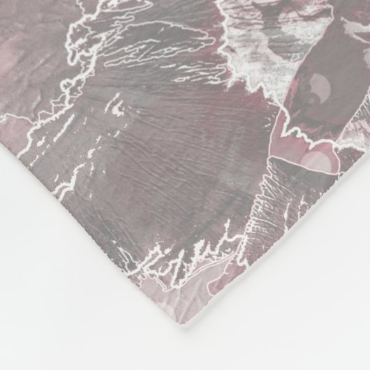 Rosa graue, große Blume Fleecedecke (Ecke)