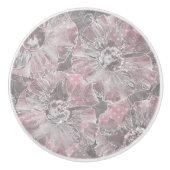 Rosa graue, große Blume Keramikknauf (Vorderseite)