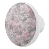 Rosa graue, große Blume Keramikknauf (Rechts)