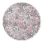 Rosa graue, große Blume Keramikknauf (Vorderseite)