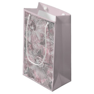 Rosa graue, große Blume Kleine Geschenktüte