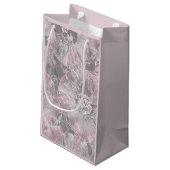 Rosa graue, große Blume Kleine Geschenktüte (Rückseite Schrägansicht)