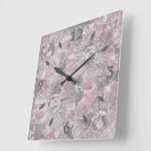 Rosa graue, große Blume Quadratische Wanduhr (Winkel)