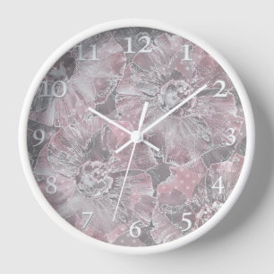 Rosa graue, große Blume Uhr