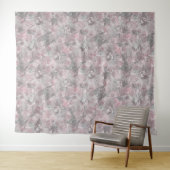 Rosa graue, große Blume Wandteppich (Beispiel (Horizontal))