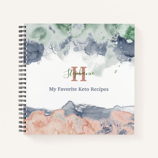 Rosa Graue grüne Wasserfarbe Teppichboden Rezept Notizblock (Vorderseite)