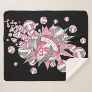 Rosa graue gürtelige Volleyballstars personalisier Sherpadecke