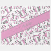 Rosa graue gürtellose Volleyballs Netzakzent Fleecedecke (Vorderseite (Horizontal))