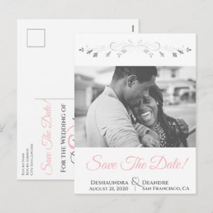 Rosa & Graue Hochzeit Save-the-Date-Postkarte Feiertagspostkarte