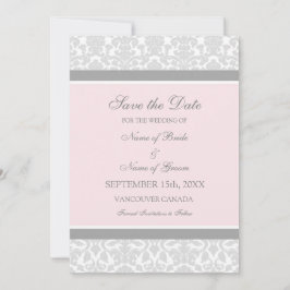 Rosa graue Hochzeit Speichern Sie die Datumskarte Save The Date