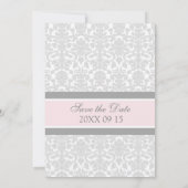 Rosa graue Hochzeit Speichern Sie die Datumskarte Save The Date (Rückseite)