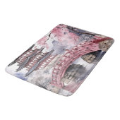 Rosa Graue japanische Sakura Blüten Pagode Badematte (Schrägansicht)