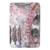 Rosa Graue japanische Sakura Blüten Pagode Badematte (Vorderseite Vertikal)