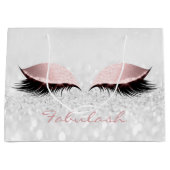Rosa graue Lash Blush Makeup Glitzer Name Monogram Große Geschenktüte (Vorderseite)