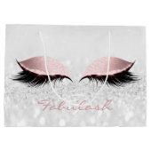Rosa graue Lash Blush Makeup Glitzer Name Monogram Große Geschenktüte (Rückseite)