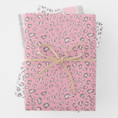Rosa, graue Leoparden und Kariert Geschenkpapier Set (Beispiel)