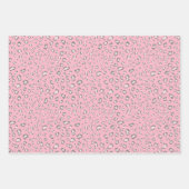 Rosa, graue Leoparden und Kariert Geschenkpapier Set (Vorderseite)