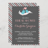 Rosa graue Liebesgeburten Brautdusche Einladung (Vorne/Hinten)