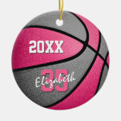 Rosa-graue Mädchen Sport Keepake Basketball Keramik Ornament (Vorne)