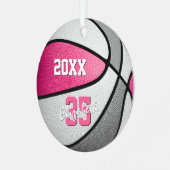 Rosa-graue Mädchen Sport Keepake Basketball Ornament Aus Metall (Vorderseite links)