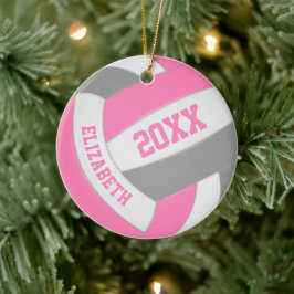 Rosa-graue Mädchen Sport Keepsake Volleyball Keramik Ornament