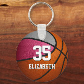 Rosa graue Mädchen Sport realistisch Basketball Schlüsselanhänger (Vorderseite)
