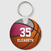 Rosa graue Mädchen Sport realistisch Basketball Schlüsselanhänger (Rückseite)