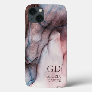 Rosa graue Marmor abstrakt monogramm personalisier Case-Mate iPhone Hülle
