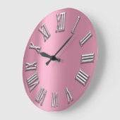 Rosa Graue Metalle Grau Silber römische Zahl Große Wanduhr (Winkel)