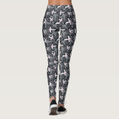 Rosa graue moderne abstrakte Blume Leggings (Rückseite)