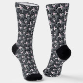 Rosa graue moderne abstrakte Blume Socken (Gewinkelt)