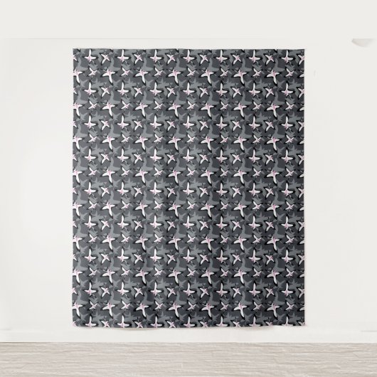 Rosa graue moderne abstrakte Blume Wandteppich (Vorderseite)