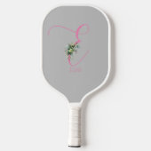 Rosa graue Monogramm Aquarellfarbe Blume grau Pickleball Schläger (Rückseite)