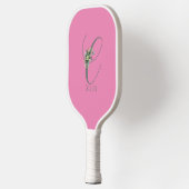 Rosa graue Monogramm-Blume Buchstaben C Pickleball Schläger (Links)