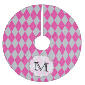 Rosa graue Raute Trian Monogram, Initial Tree Skir Polyester Weihnachtsbaumdecke (Vorderseite)