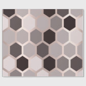 Rosa graue Rose Gold Geometry Honeycomb Hexagon Geschenkpapier (Flach)