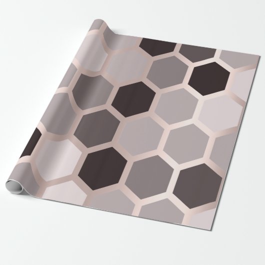 Rosa graue Rose Gold Geometry Honeycomb Hexagon Geschenkpapier (Ungerollt)