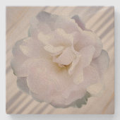 Rosa graue Rose Steinuntersetzer (Vorderseite)