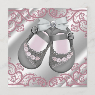 Rosa graue Schuhe Swirls rosa graue Baby Mädchen D Einladung
