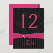 Rosa graue schwarze Damaske Strip-Tischnummer Postkarte (Vorne/Hinten)