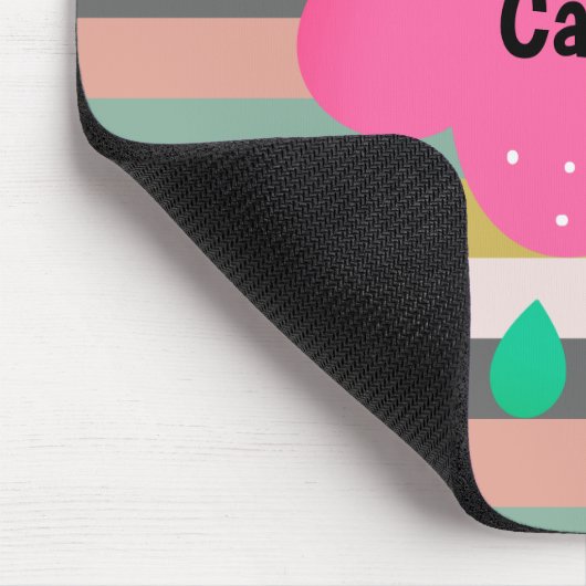 Rosa graue Streifen Retroname Mousepad (Ecke)