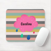Rosa graue Streifen Retroname Mousepad (Mit Mouse)