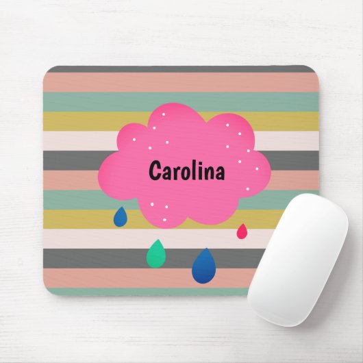 Rosa graue Streifen Retroname Mousepad (Mit Mouse)